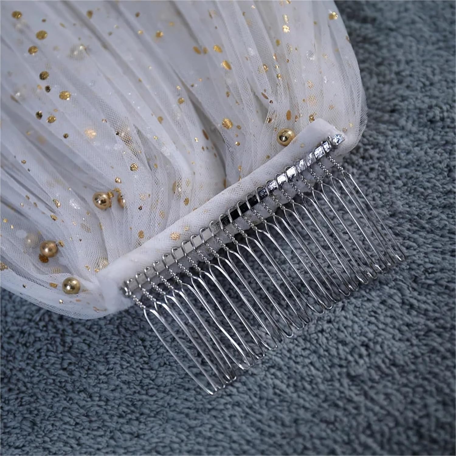 Champagne Fingertip Wedding Veil with Comb - Elegant Single Tier Bridal Veil for Modern Brides
