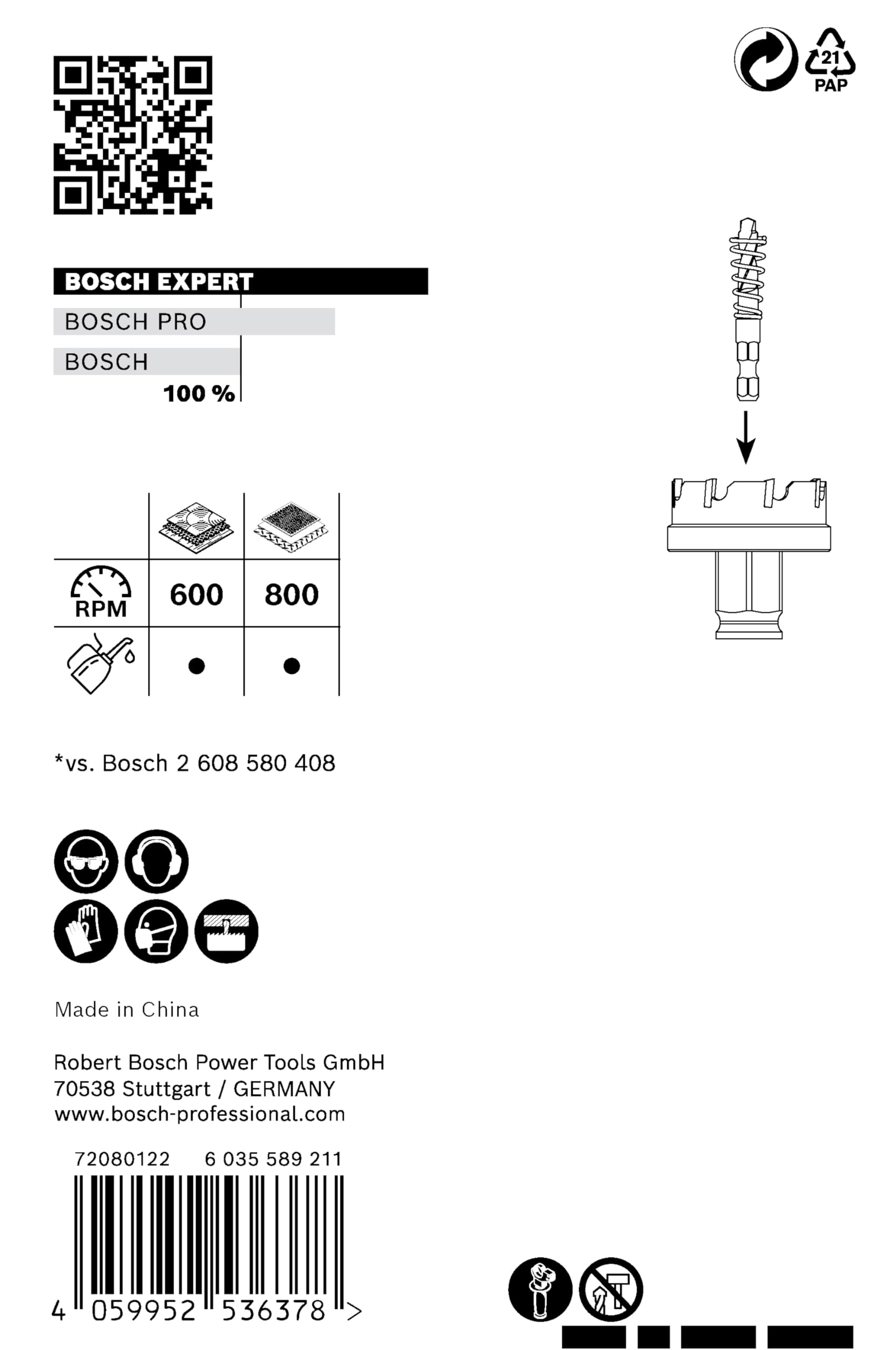 Bosch Professional 1x Expert Sheet Metal Delik Açma Testeresi (Paslanmaz çelik saclar, Ø 20 mm, Aksesuar Darbeli Matkap/Vidalama)