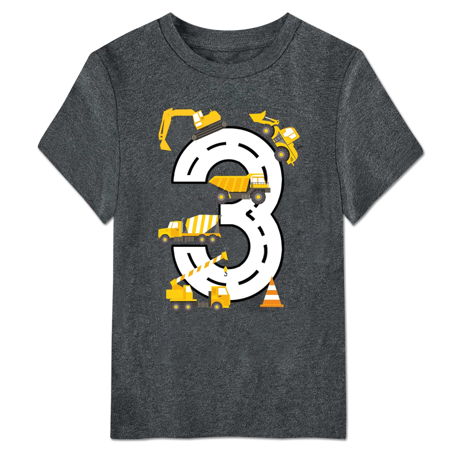 Kidsonny Boy 2-4 Year Birthday Shirt Cotton Construction Theme Party Short Sleeve T Shirts Excavator Top Tees