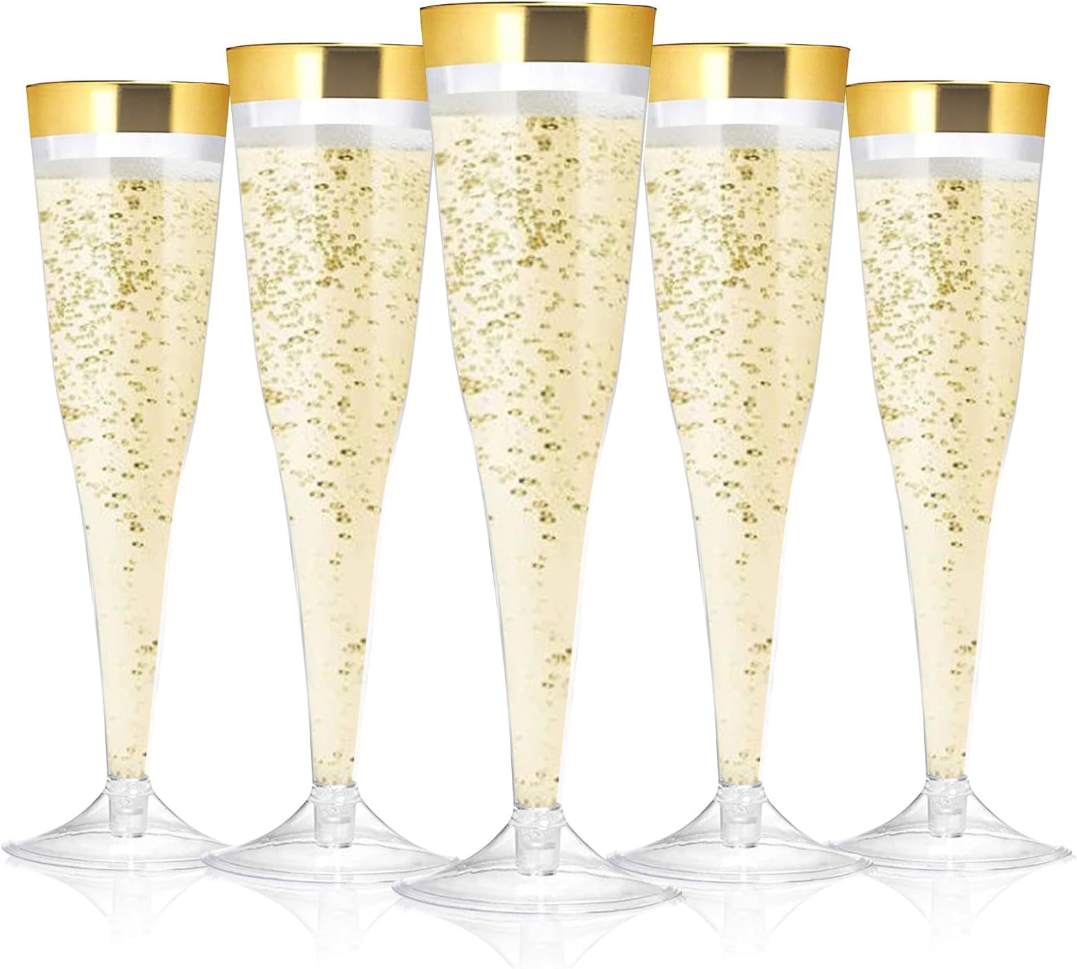 Fadcaer Champagne Glasses 5oz Glitter Champagne Flutes Reusable Stemed Party Wine Cups Cocktail Prosecco Wine Prosecco Toast Glasses for Garden Wedding Birthday Party