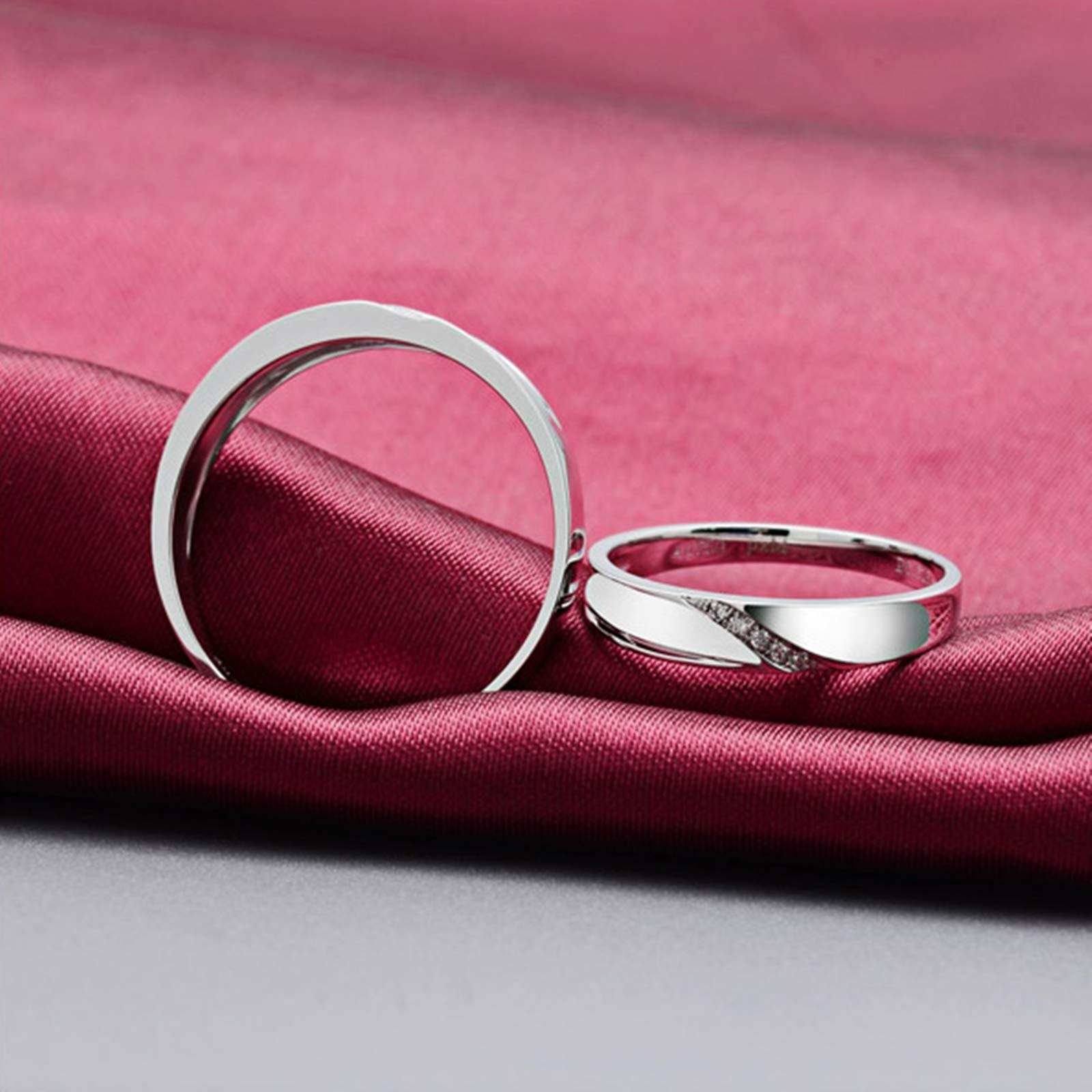 Daesar Pierścionek zaręczynowy 18 K białe złoto pierścionek dla kobiet i mężczyzn pary pierścionki obietnica rozrywki opaska diamentowe pierścionki mężczyźni i kobiety pierścionek rocznicowy białe złoto e 18-karatowe białe złoto, colore: Biały Złoty, cod.