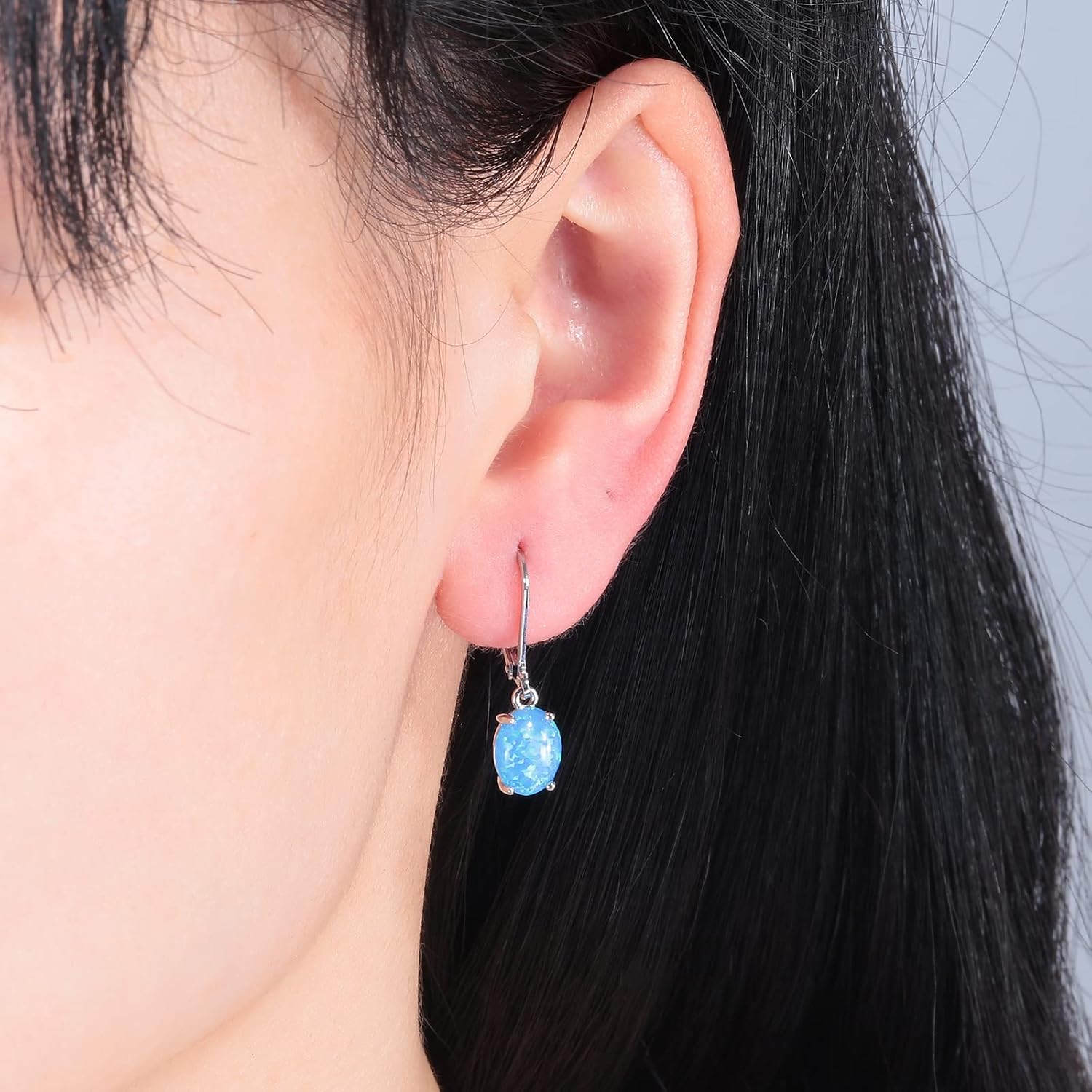 CiNily Oval Cut Opal Dangle Earrings for Women 14K Gold Plated Fire Opal Rhodium Plated Leverback Gemstone Drop Earrings Jewelry Mothers Day Gift for Her - Image 2