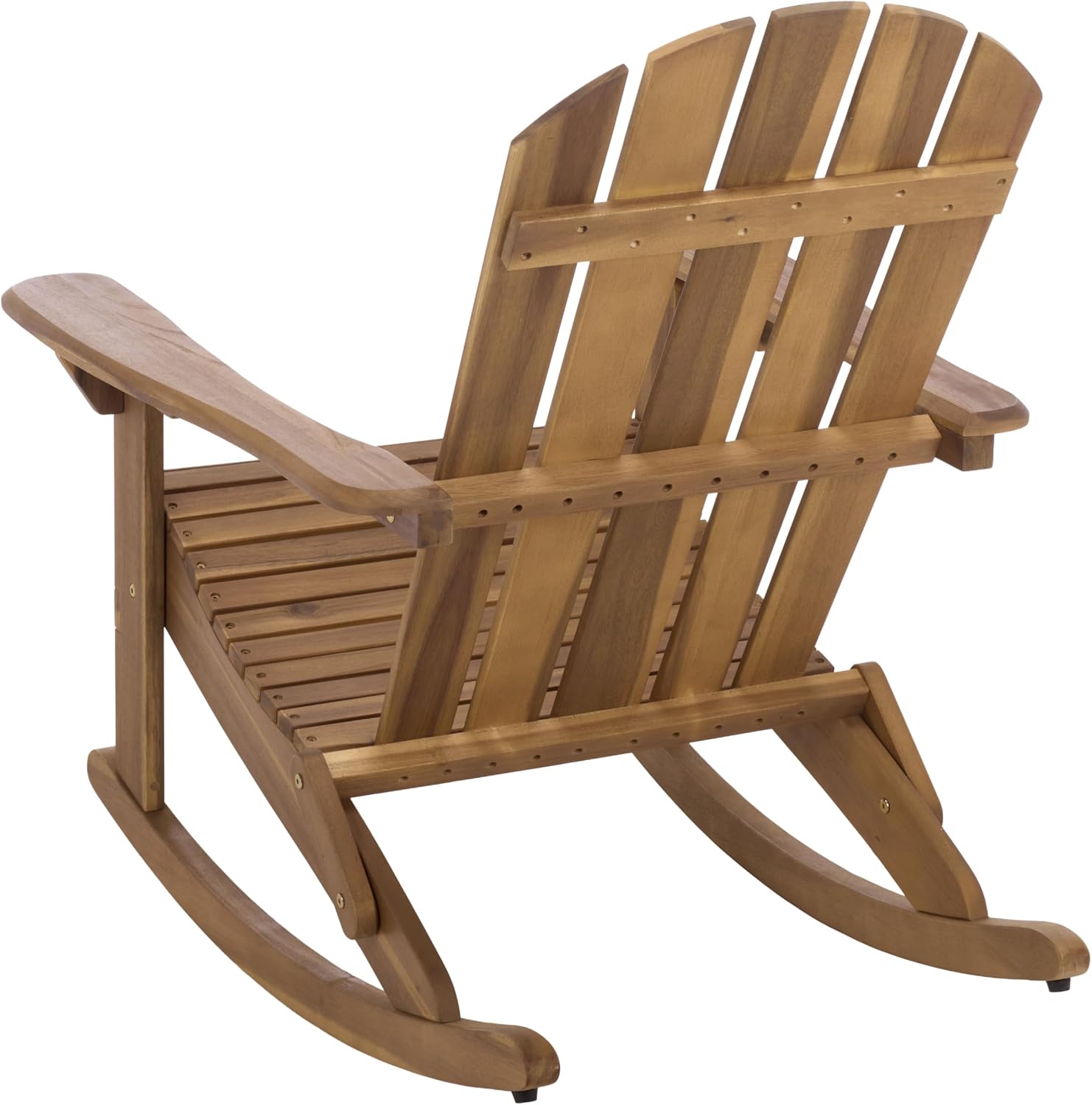 SAFAVIEH Outdoor - Stowe Adirondack Rocking Chair - Teak-Brown Solid Wood - Weather Resistant - Ideal for Patio, Deck, Porch, Backyard, 18.3" Seat Height (PAT6001A)