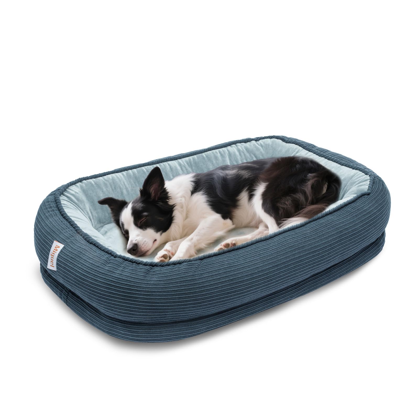 Orthopedic Dog Bed for Large Size Dog Washable Cover, Egg Crate Foam Bed for Senior Dogs,Oval Kennel Bed, Pet Couch Bed with Four Sided Bolster,