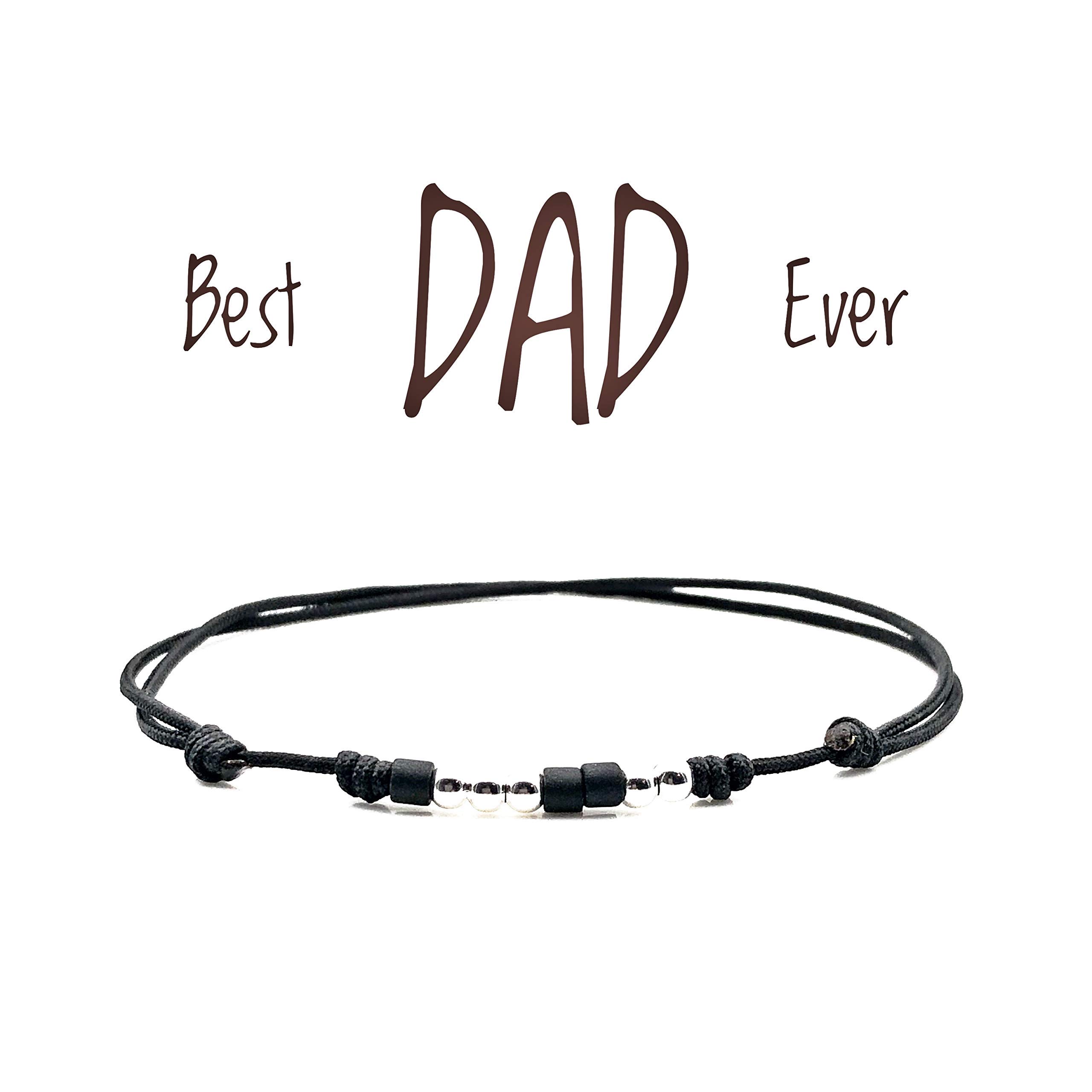 Best Dad Ever Morse Code Bracelet Silver plated balls and Miyuki seed Bead Jewelry For Men