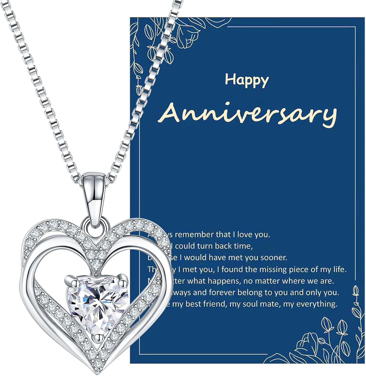 Gifts for Wife from Husband Anniversary Jewelry Gift for Her Love Heart D Color VVS1 Moissanite Diamond Pendant Silver 925 Necklaces for Wome Best Jewelry Present to Girlfriend for Birthdays Christmas Valentines