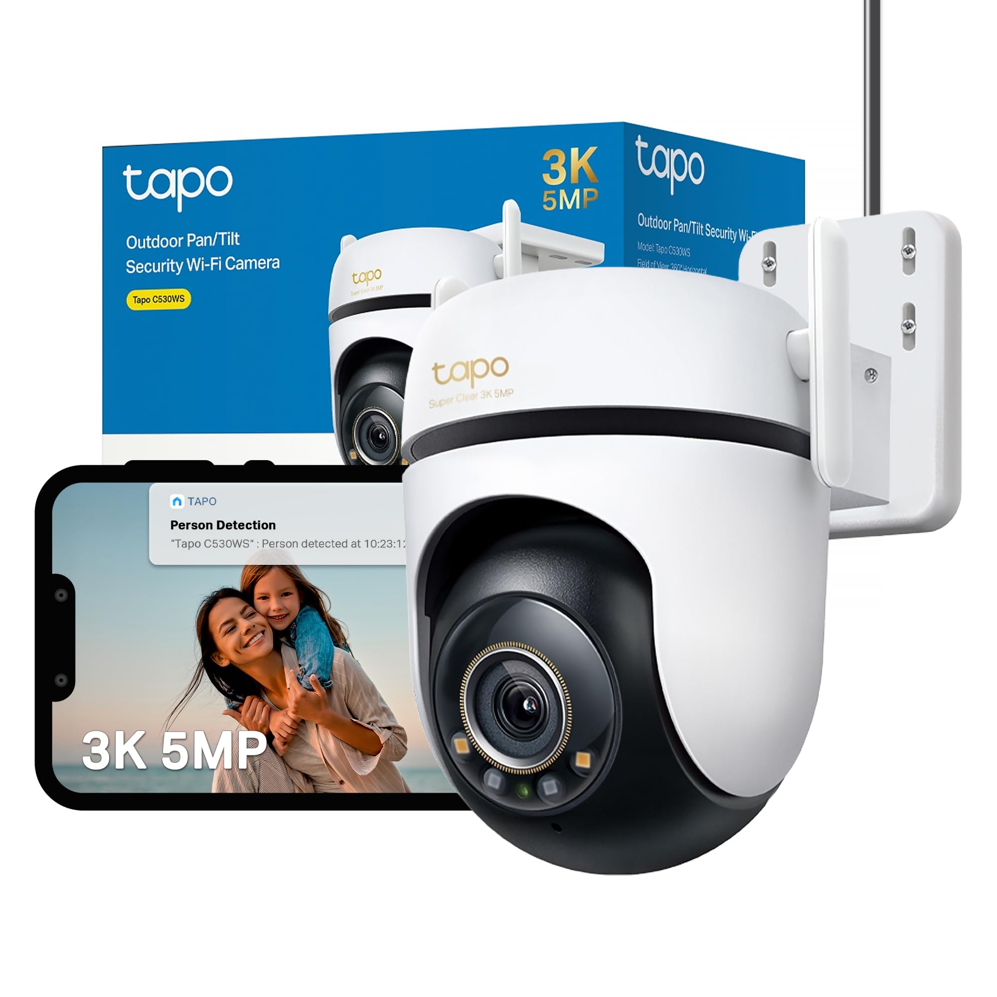 Tapo C530WS Pan/Tilt Outdoor Security Camera, 3K 5MP WiFi Outdoor