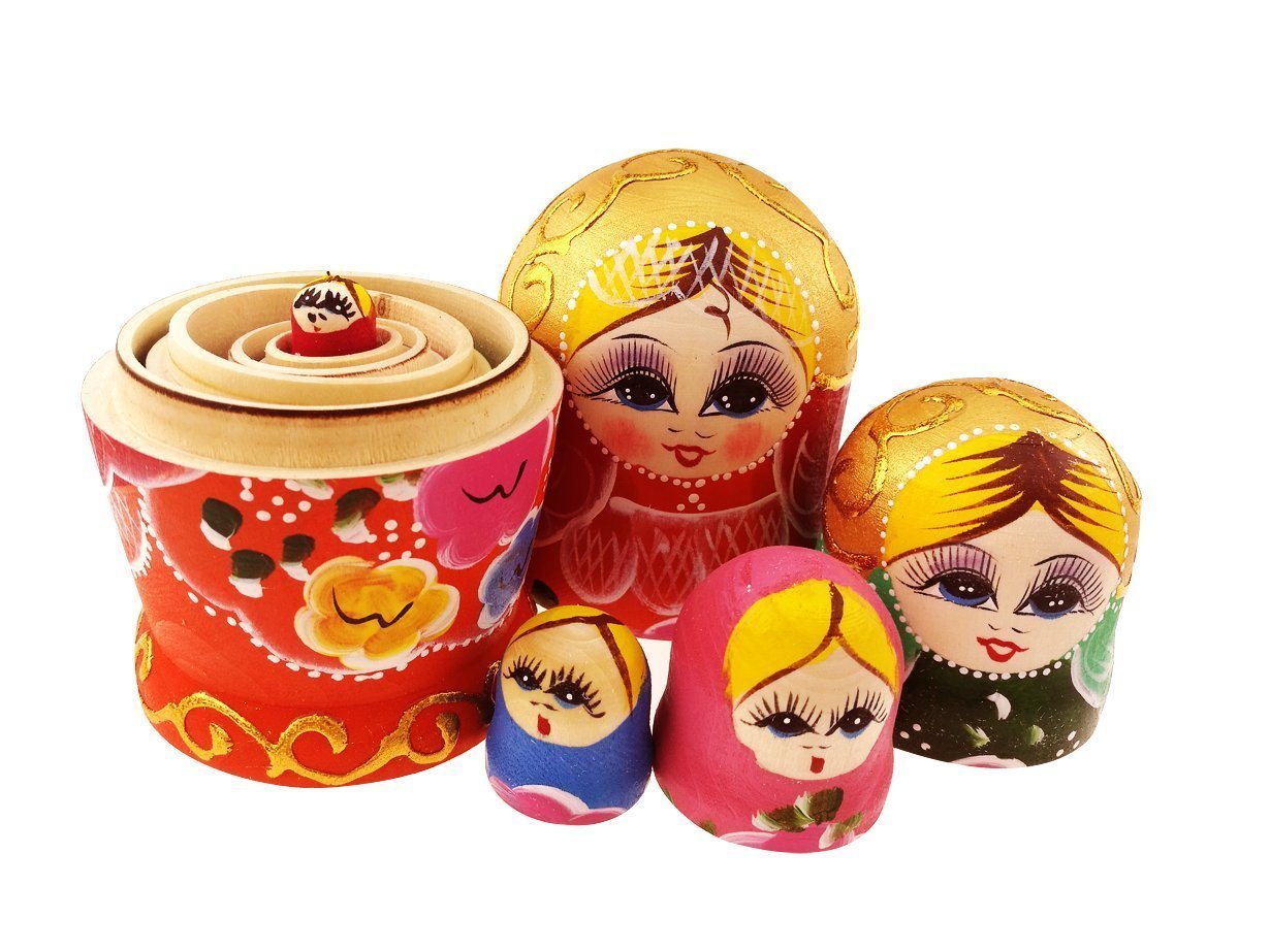 Winterworm Lot de 5 poupées russes multicolores pour fille - Cadeau d'anniversaire pour enfants