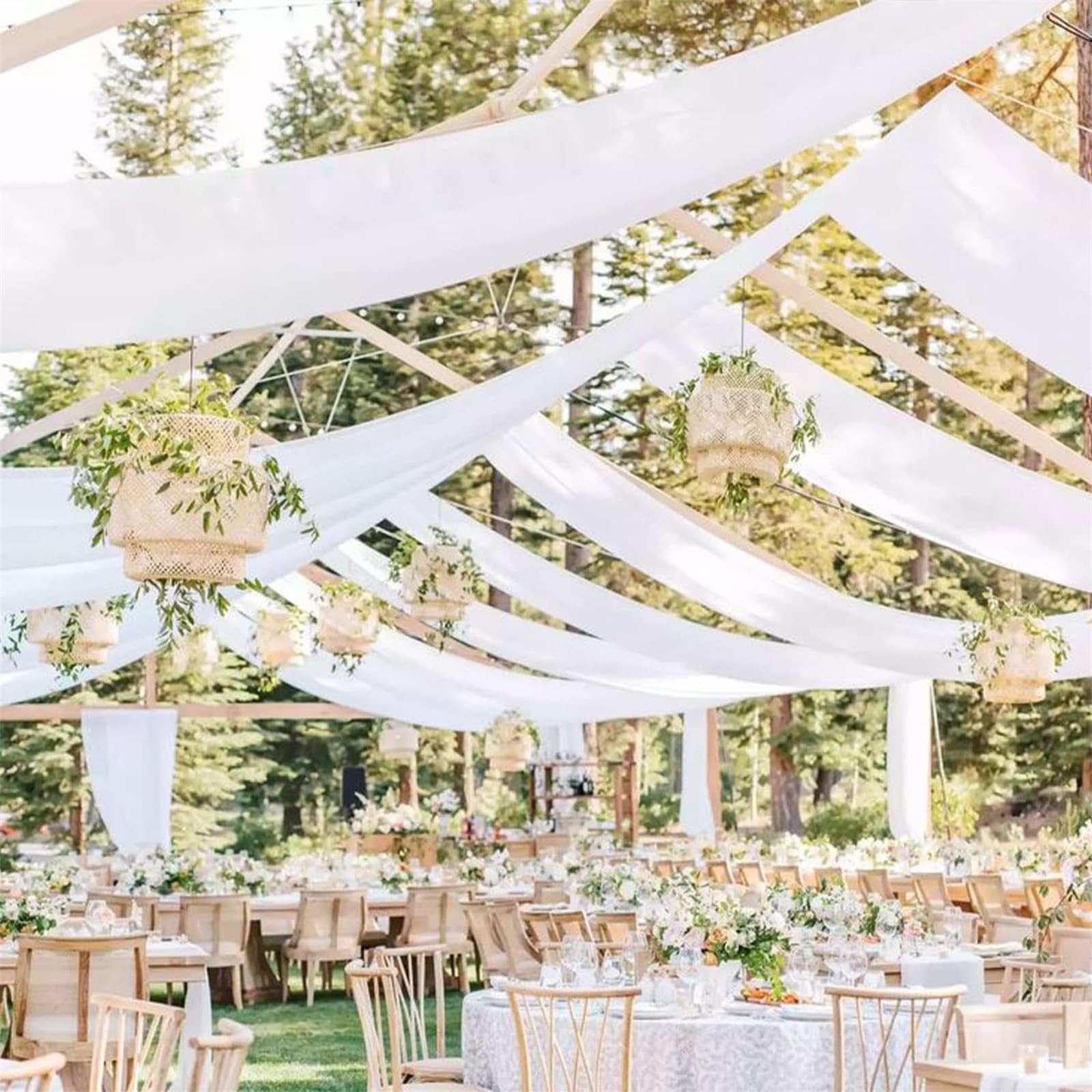 Highdi Tenture Mariage Plafond, Rideaux de Plafond Mousseline de Soie Tenture Mariage Semi Voile pour Arche de Mariage, Fête Prénatale (Vert Sauge,73x1000CM)