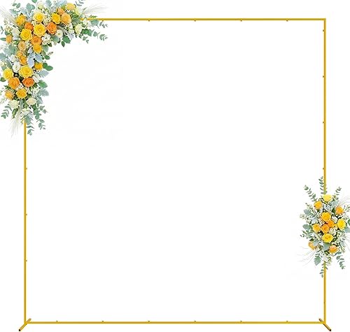 Miniatura 13 de Wokceer Soporte de Arco de Telón de Fondo para Boda Cuadrado 6.6 pies x 6.6 pies Soporte de Arco de Globos de Metal Dorado Pérgola de Jardín Marco