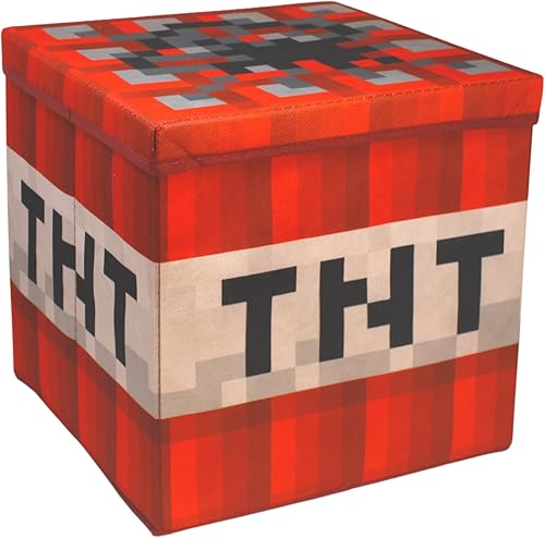 TNT - Caja grande de tela pixelada de 14 x 14 pulgadas, suministros para fiestas de cumpleaños, decoración y accesorio de almacenamiento, caja de