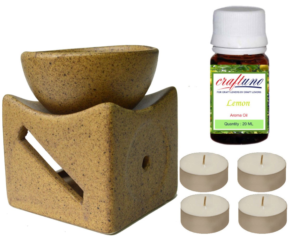 Diffuseur huile essentielle céramique brûle-parfum bougie chauffe-plat marron mat