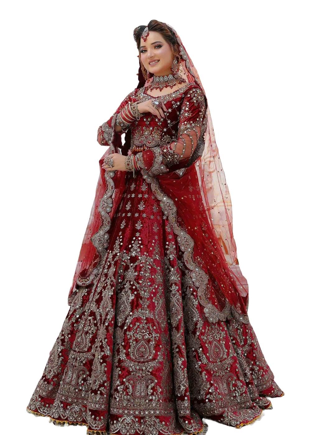Women Wedding Wear 9000 Markable Velvet Lehenga With Beautiful Embroidery Work Bridal Wedding 4679