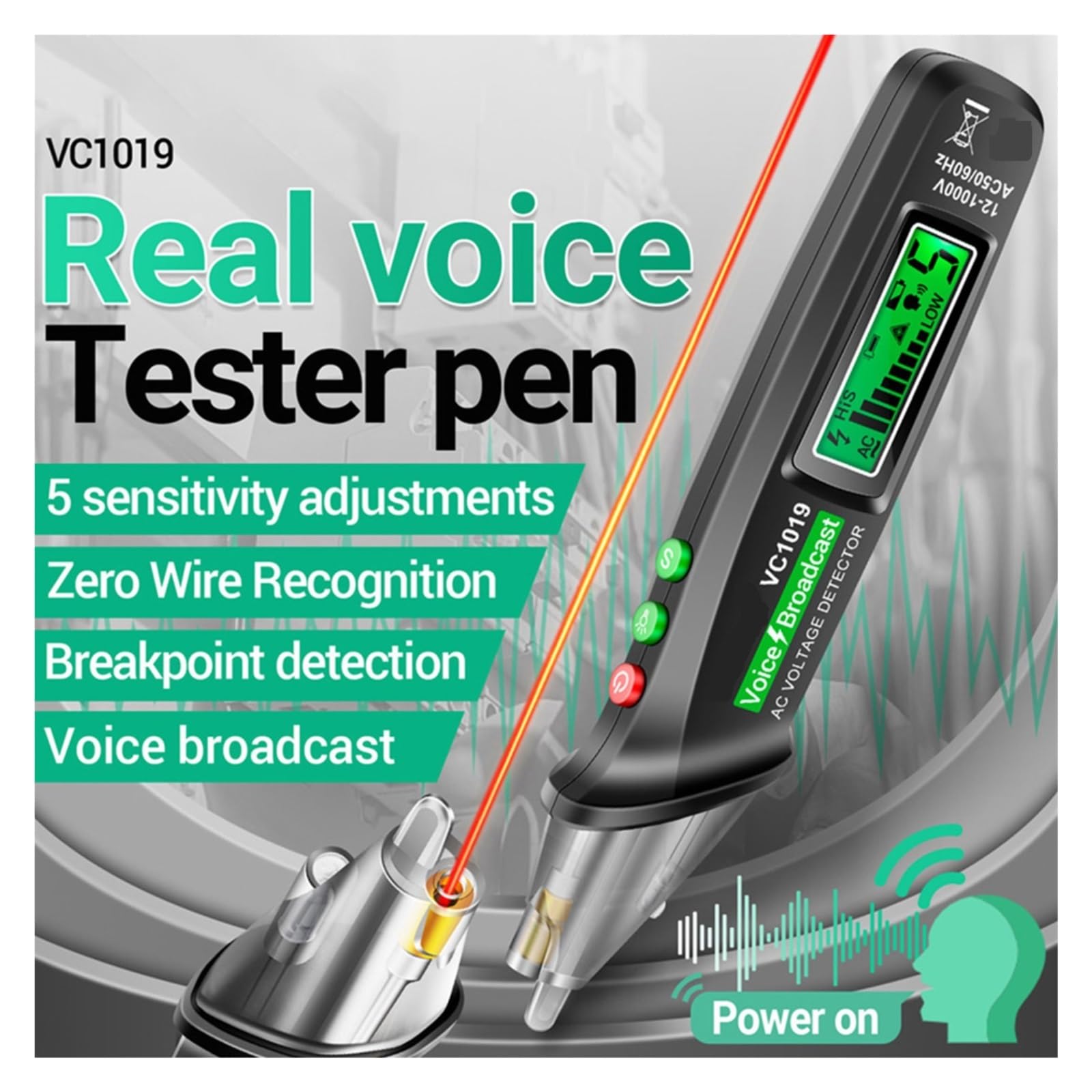 Bolígrafo Probador De Transmisión Voz Inteligente, Sensor Infrarrojo, Posicionamiento, Comprobador Voltaje, Detector Cables Eléctricos Identificación Precisa Eficaz