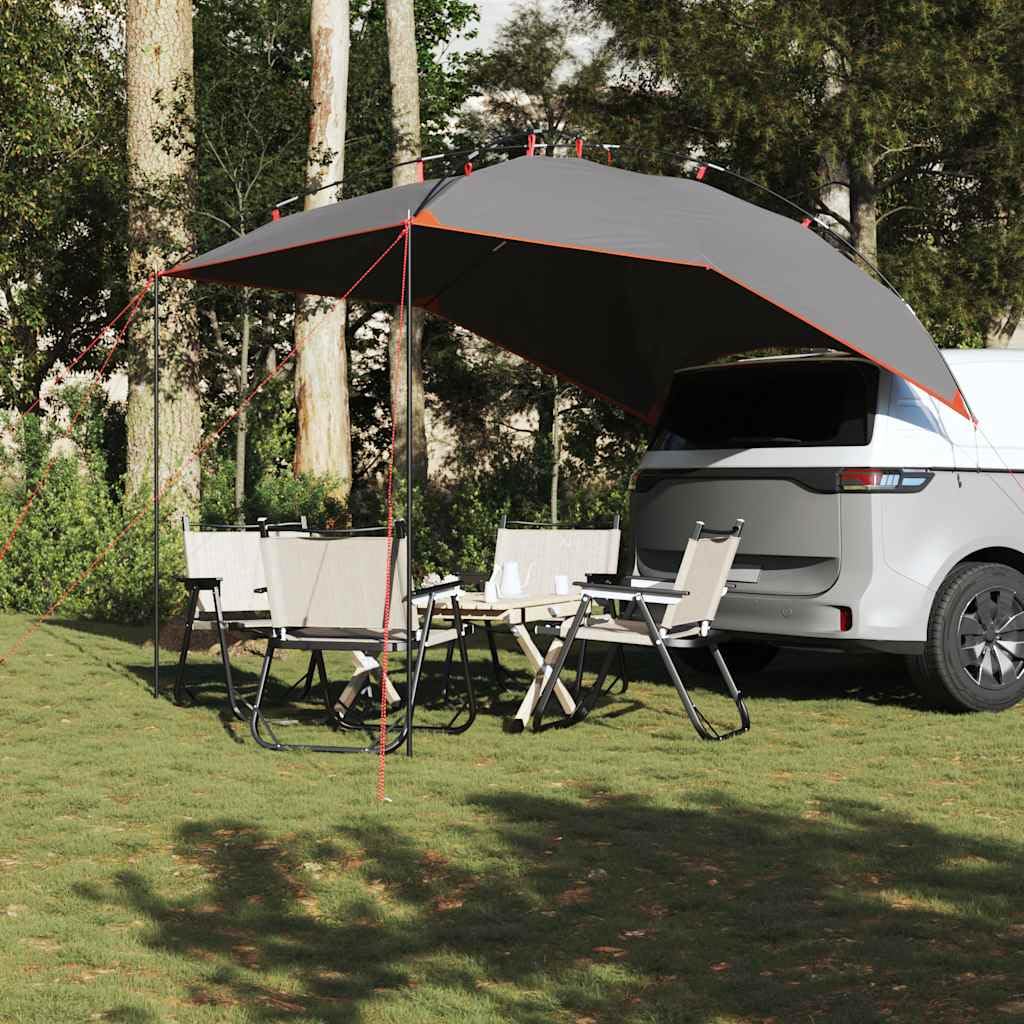 Tenda per auto da campeggio, verde, impermeabile, tenda per auto in poliestere con rivestimento in poliuretano, pali e cinghie robuste per un facile montaggio, include picchetti in metallo e tiranti