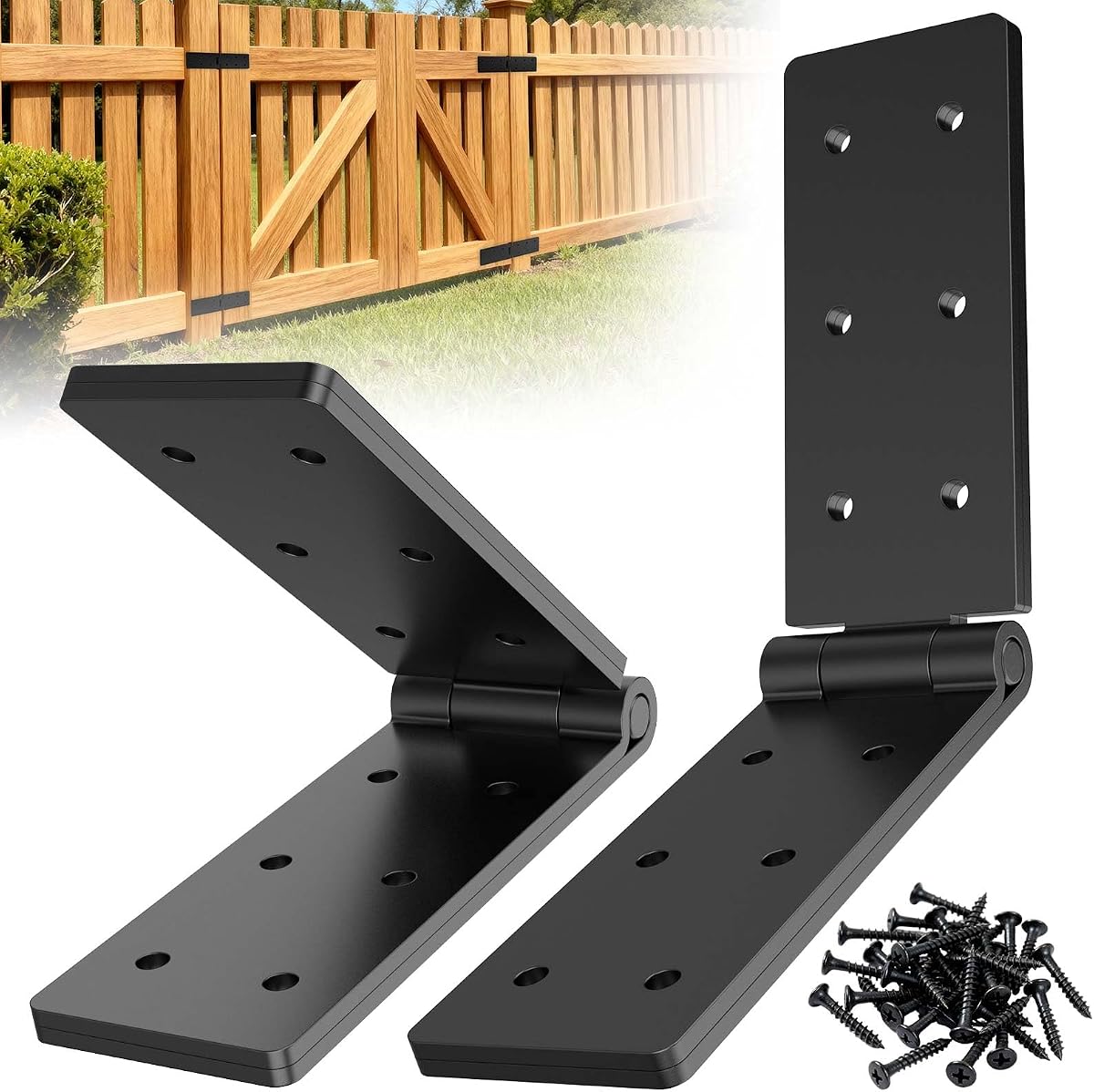 Heavy Duty Hinges 270 Degree Folding Gate Hinge Outdoor Doors Black 2PCS | Heavy Duty Double Layer Design; 270° Folding Rotation; Durable Black Iron Hinge; Ideal for Gates, Fences, Barn Doors