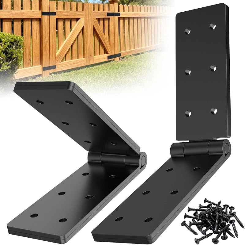 Heavy Duty Hinges 270 Degree Folding Gate Hinge Outdoor Doors Black 2PCS | Heavy Duty Double Layer Design; 270° Folding Rotation; Durable Black Iron Hinge; Ideal for Gates, Fences, Barn Doors