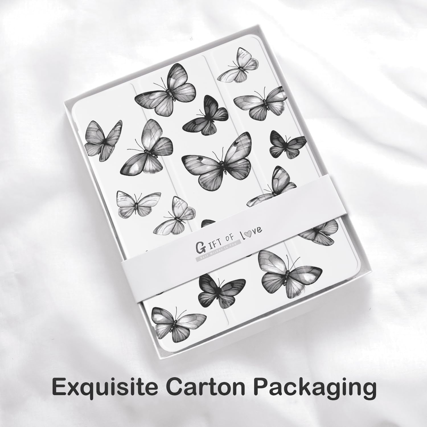 Cute Y2K Black Butterfly for iPad (A16) 11th Generation Case 11 Inch 2025, for iPad 10th Generation Case 10.9 Inch 2022 with Pencil Holder, Auto Sleep/Wake, White Leather Soft TPU Back Cover