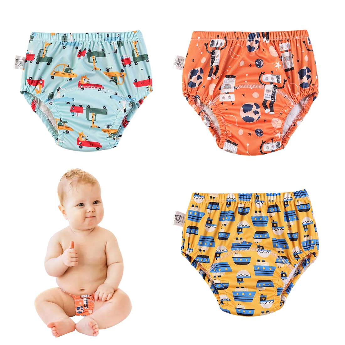 CATOR Lot de 3 culottes de décapage, culottes absorbantes pour bébé, culottes d'apprentissage pour enfants en coton absorbant imperméable