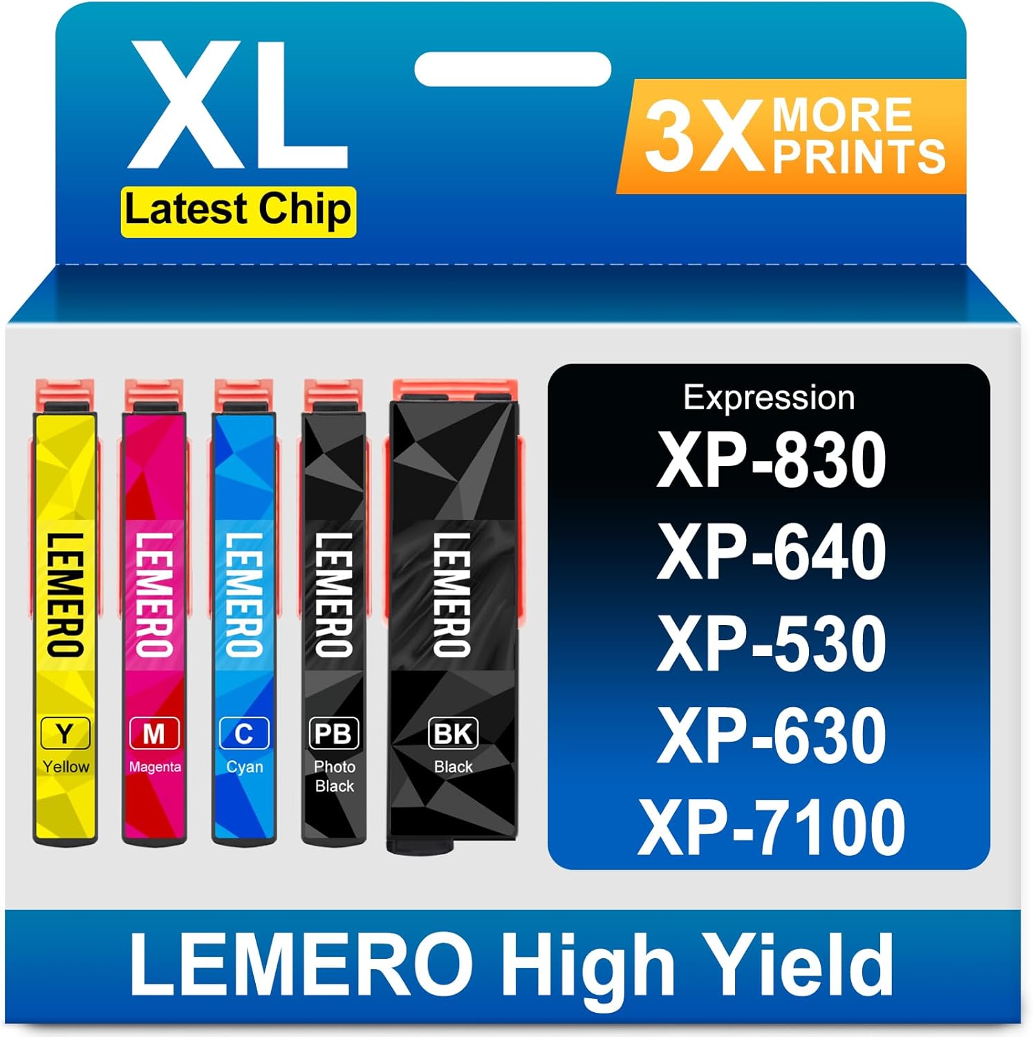 LEMERO 5 Pack Remanufactured Replacement for Epson 410 Ink Cartridges to use with Expression XP-7100 XP-640 XP-830 XP-630 XP-530 XP-635 Printer Replacement for 410XL Ink Cartridge