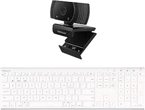 Macally Wireless Keyboard and Webcam, Great for Zoom Meetings