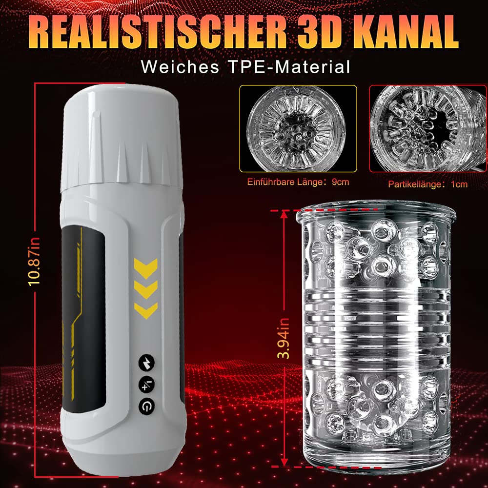 Elektrischer Masturbator Mann Handfrei Cup mit 7 Modi Teleskopfunktion und Rotierende Massagefunktion, Blowjob-Taschenmuschi Pennis Male Masturbator Sexspielzeug mit Strukturierter Hülle