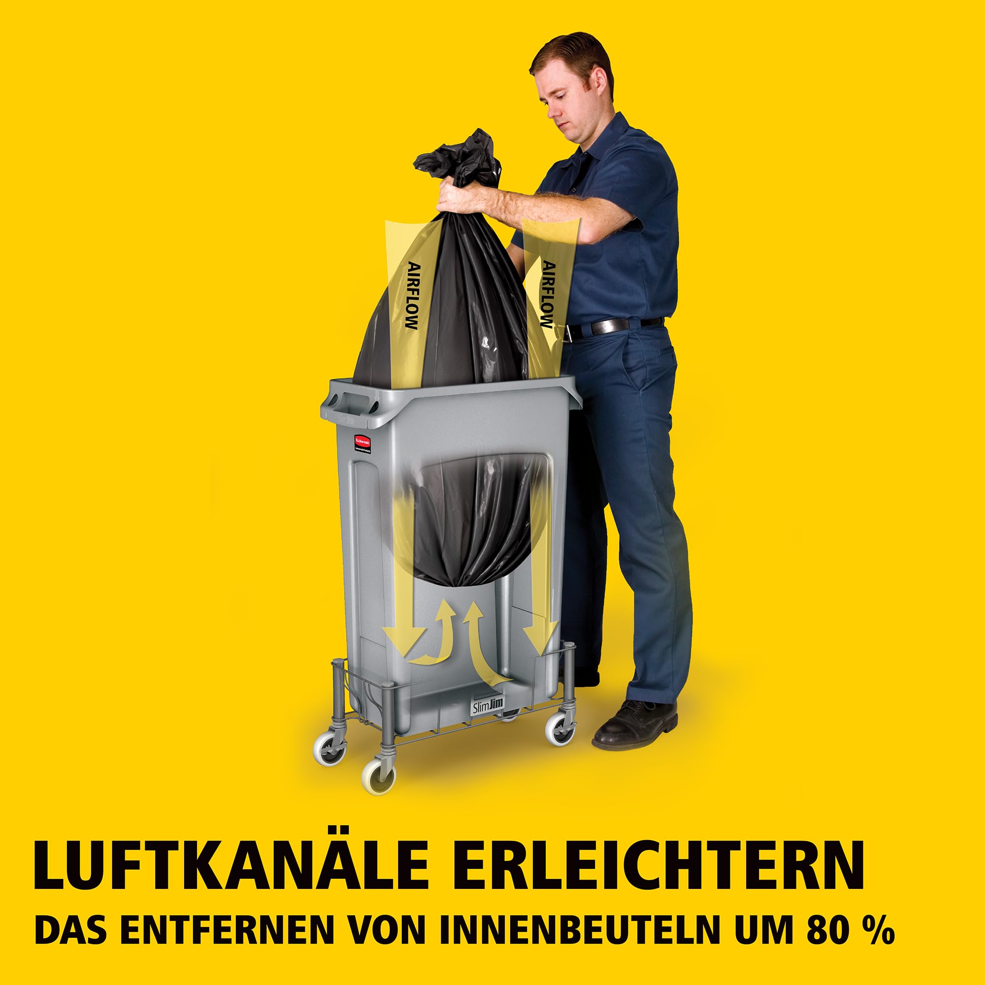 Rubbermaid Commercial Products FG354060GRAY Slim Jim Recyclingbehälter mit Lüftungskanälen, 87 L, B558 mm x T279 mm x H762 mm, Grau
