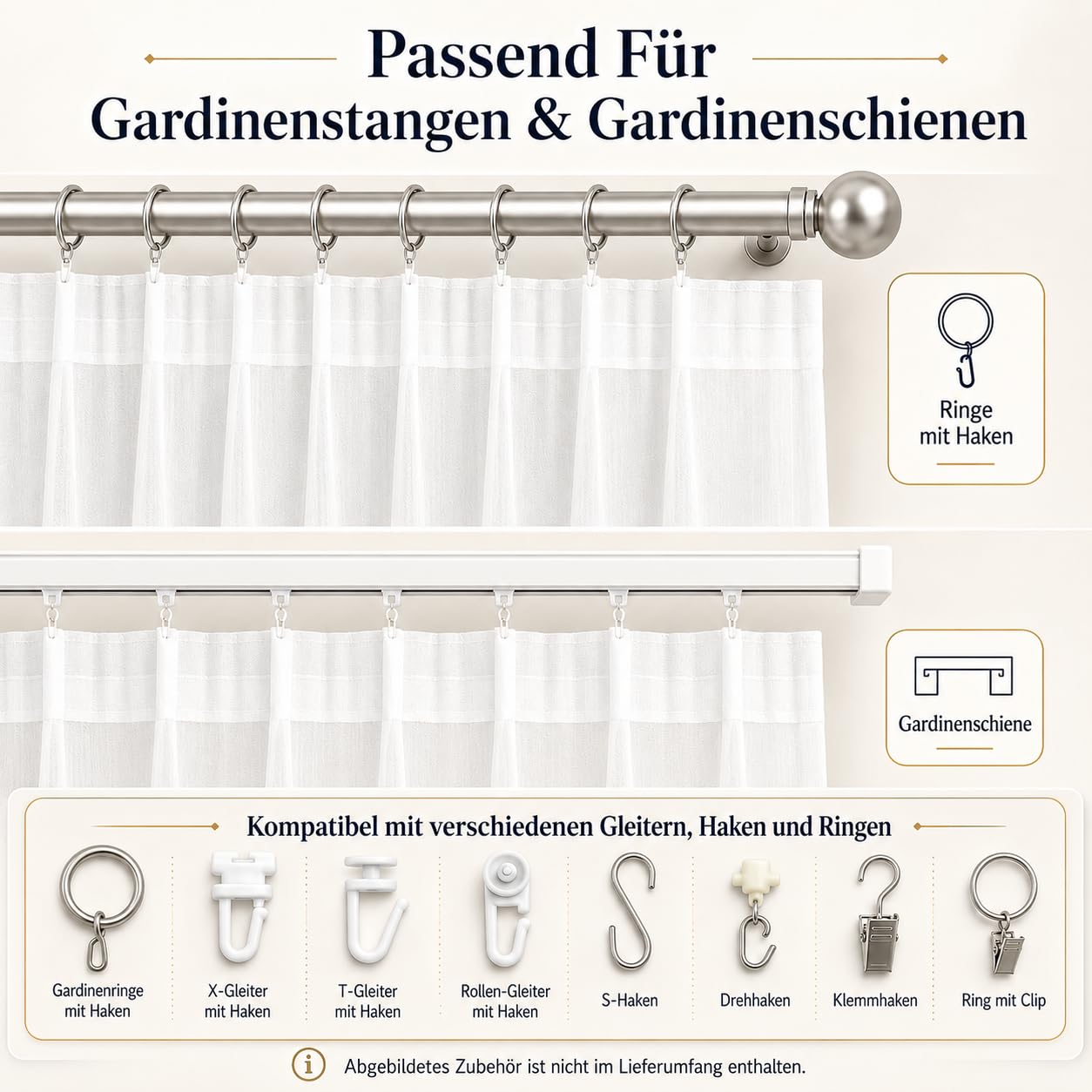 Generisch Weiße Voile-Gardine mit Kräuselband und Bleibandabschluss, Halbtransparenter Fertigstore, Lichtdurchlässiger Tüllvorhang für Wohnzimmer, Schlafzimmer und Küche (HxB 245x300 cm)