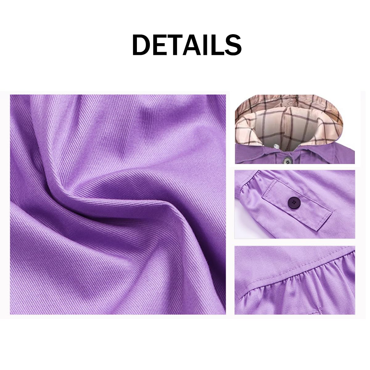 Giacca Trench Elegante da Bambina Ragazza Cappotto a Vento Manica Lunga con Cappuccio Staccabile
