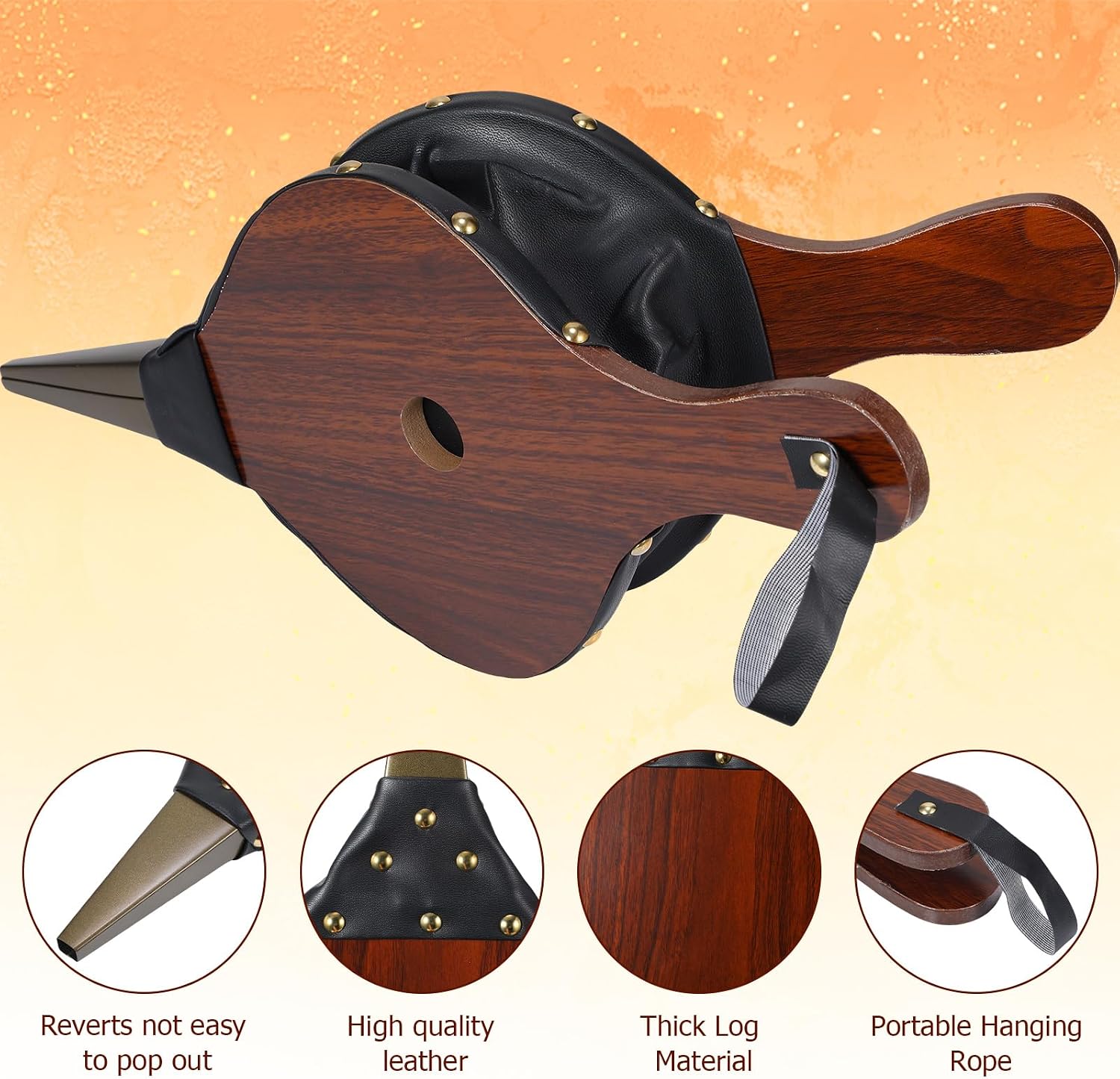 Barydat 2 Pcs Fireplace Bellows Air Blower, Wood Handle Cast Nozzle