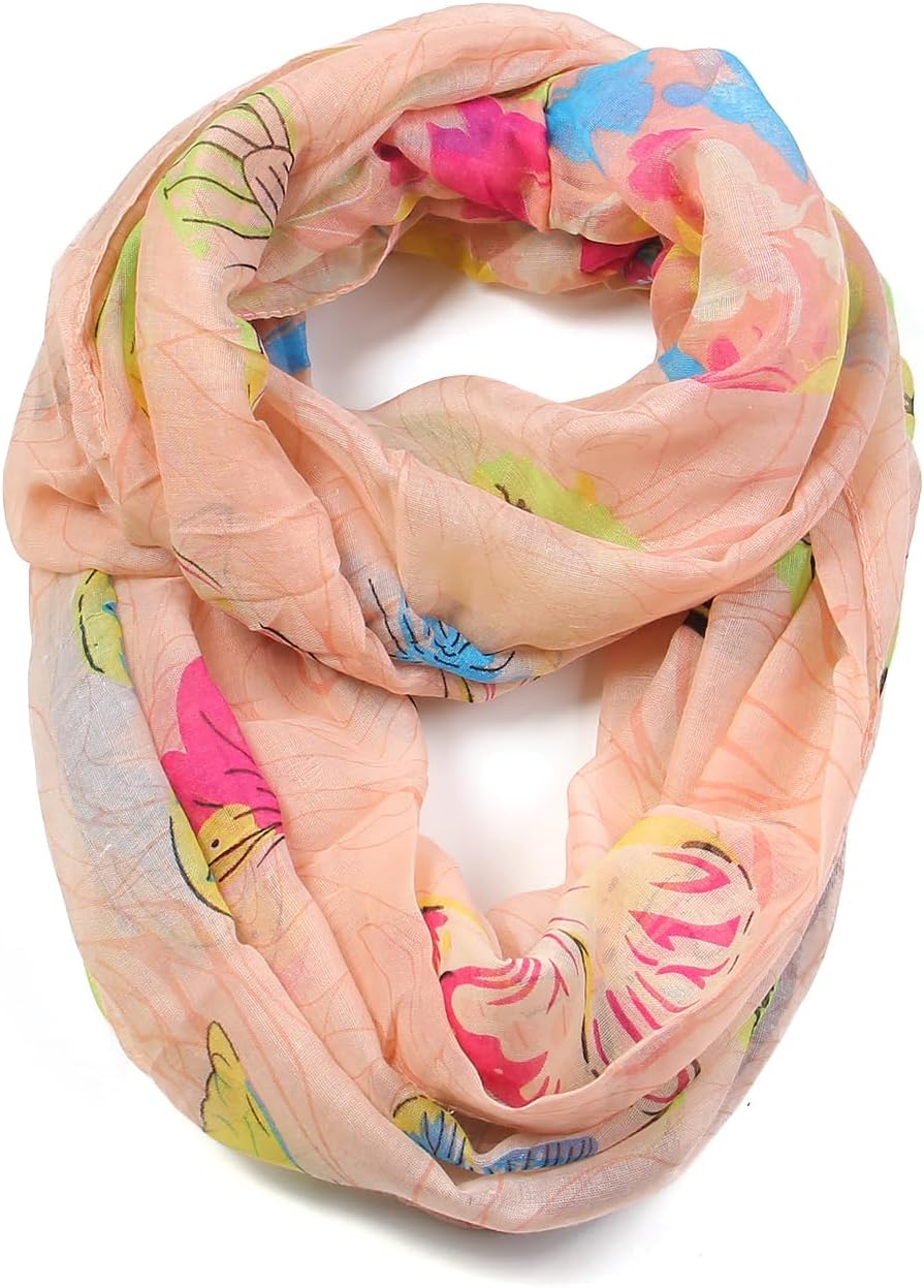 Scarfand's Romantic Rose Prints & Floral Patterns Lightweight Infinity Fashion Scarves Wraps