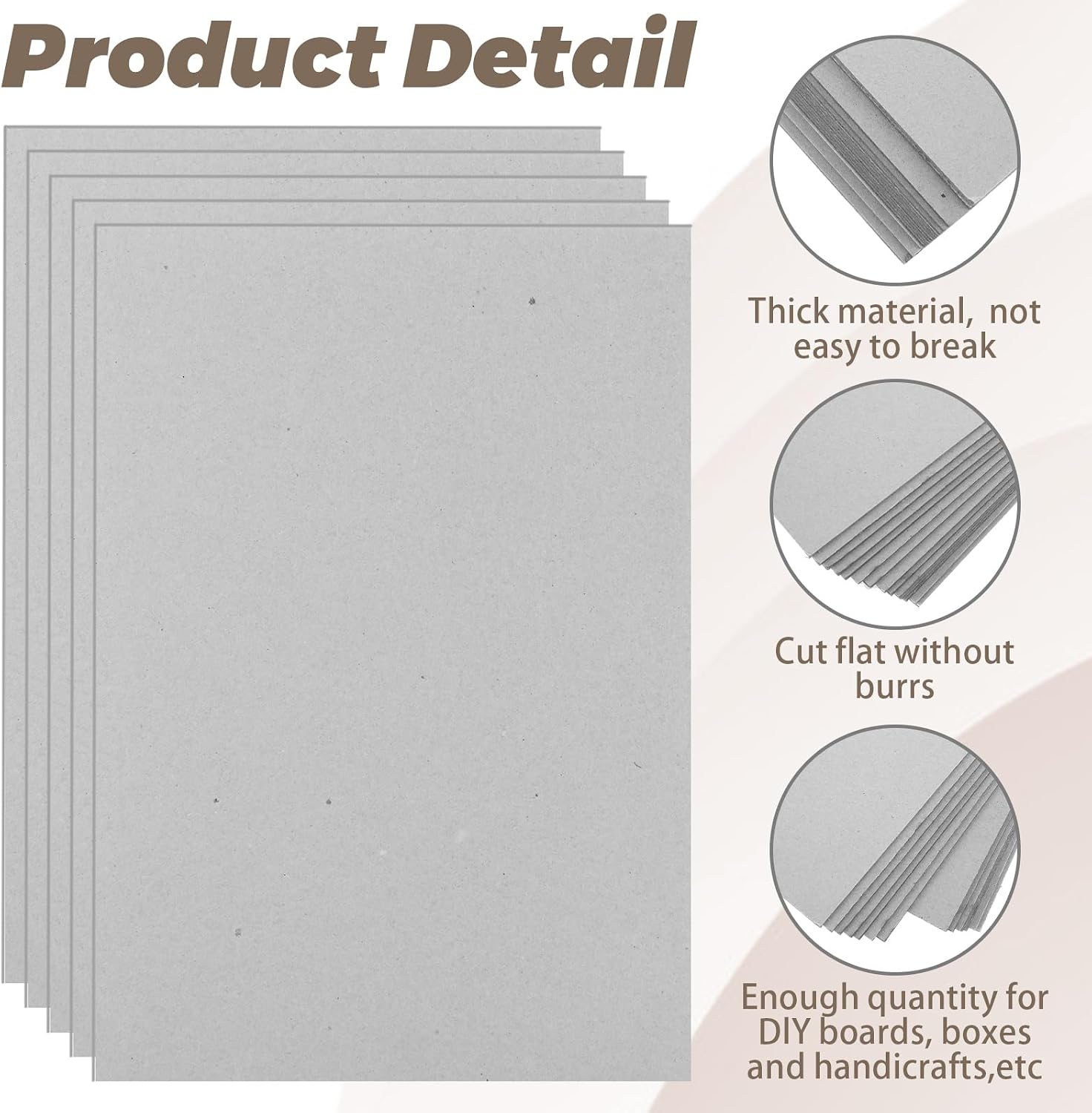 DAJAVE 50 Pack Book Board 8x12x 0.1 Inch 100PT Thick Grey Chipboard Sheet for Bookbinding, Book Binding Board Binders Board for DIY Crafts, Book Covers, Boxes