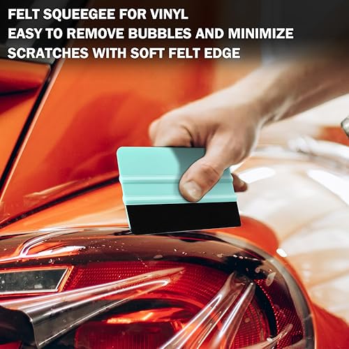 Miniatura 9 de WRAPXPERT Herramienta de espátula de vinilo, paquete de 2 espátulas para vinilos rosa y verde azulado, herramienta raspadora de vinilos de fieltro