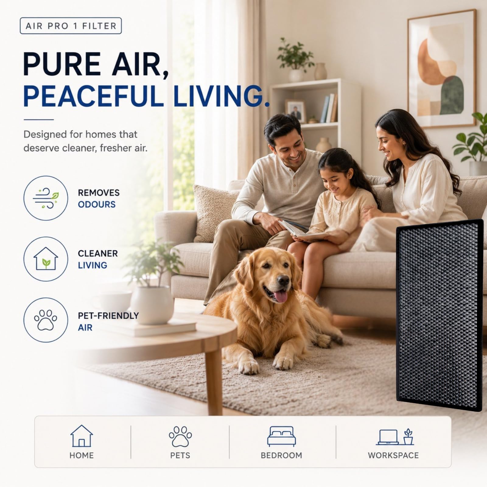 Breathe In Replacement Filter for Air Pro 1 | 4 Layer Medical Grade HEPA13 & Biological Enzyme | Plasma & Negative Ion Module | Removes PM2.5, Pet Odours, Allergens & Bacteria 3