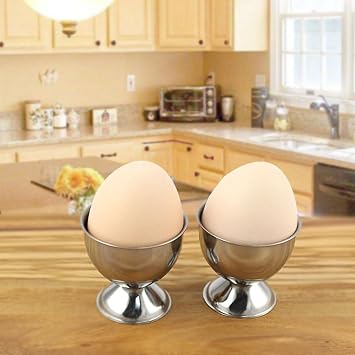 Egg Cup Egg Tray Stainless Steel Soft Boiled Egg Cups Holder Stand Dishwasher Safe (4 Packs) Kitchen Tool Set