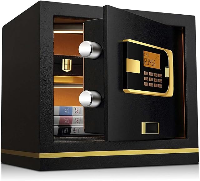 Electronic Digital Safe Box Security Safe Cash Box with Double Digital Keypad Safety Key Lock Jewelry Cash Gun