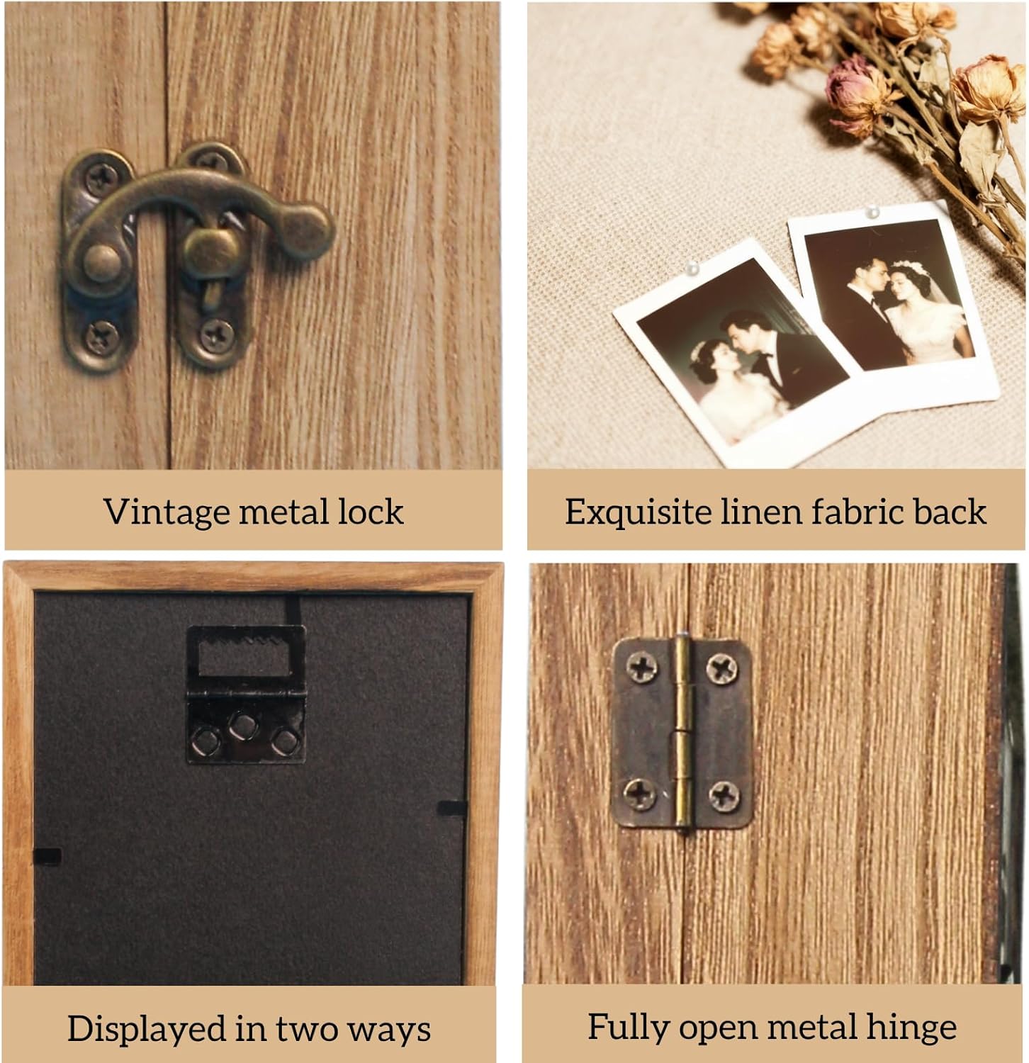 13x16 Large Natural Wood Shadow Box Frame - 1.57" Deep Display Case for Graduation Memory Box, Flowers and Pictures - Front Opening Glass Door with Lock and Linen Back