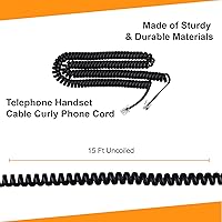 Vista 5 de iSoHo Phones: Cable de teléfono para teléfono fijo – sin problemas, cable de línea terrestre rizado para teléfono – Fácil de usar + excelente