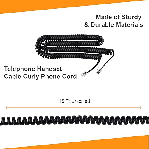 Miniatura 5 de iSoHo Phones Cable de teléfono para teléfono fijo  sin problemas, cable de línea terrestre rizado para teléfono  Fácil de usar + excelente calidad