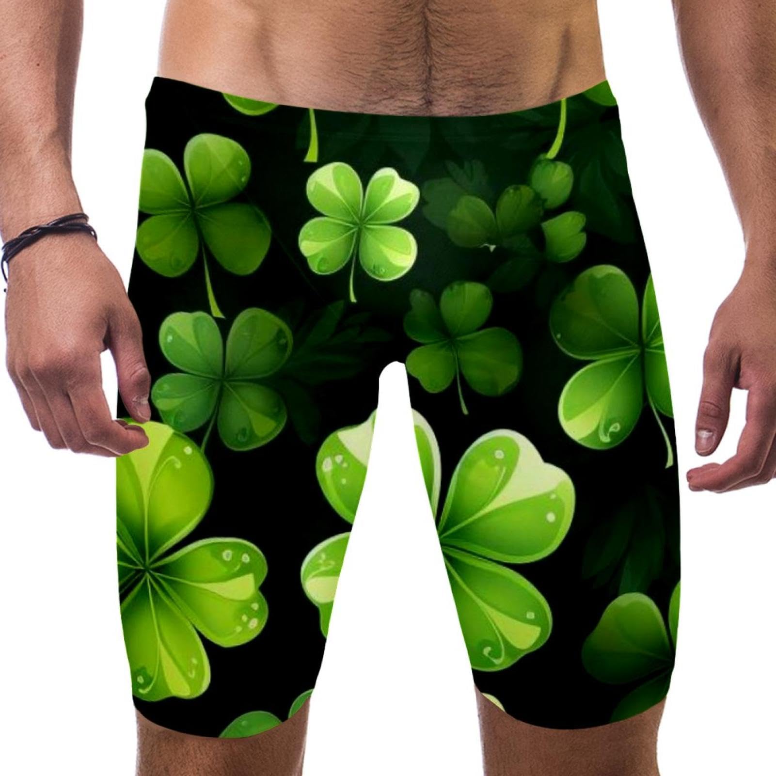 St Patrick's Day Swimsuit for Men & Boys,Competition Lap Swim Suit, Square Leg Endurance Training Multicoloured