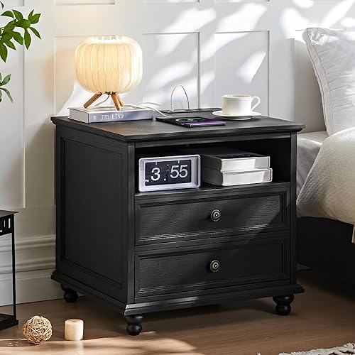 Miniatura 15 de Cómoda de 5 cajones estilo granja para dormitorio, cofres de cajones rústicos de 45" de alto con 4 patas de madera maciza, cómodas de almacenamiento