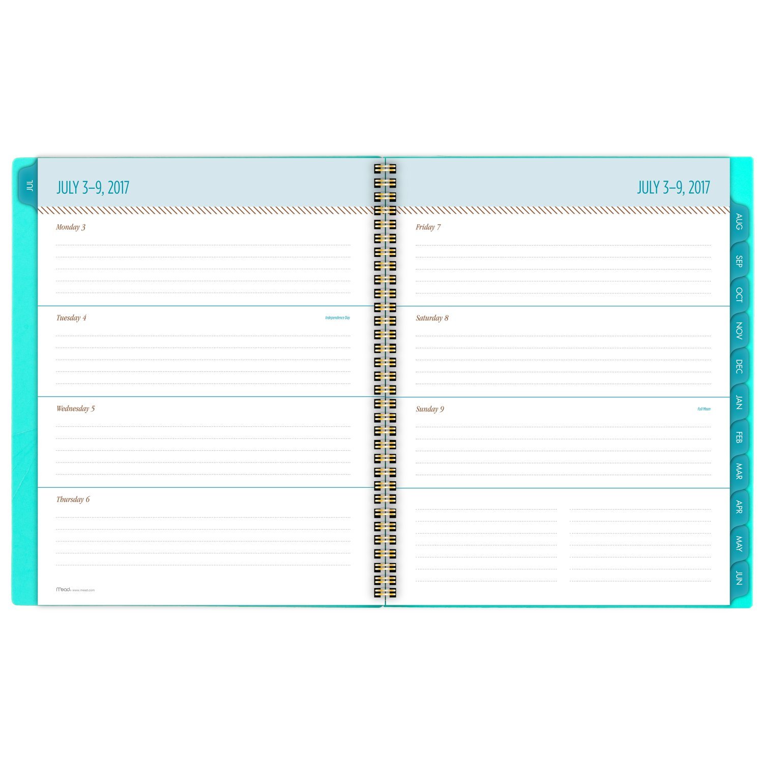 Mead Academic Weekly/Monthly Planner, July 2017 - June 2018, 8-1/2" x 11", Gold & Bold, Design Will Vary (CAW50825)