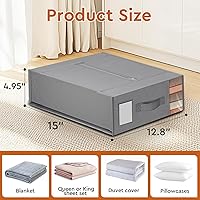 Vista 2 de Paquete de 4 Organizadores de Armario para Sábanas y Almacenamiento, Contenedores de Almacenamiento Plegables Resistentes con Ventana y Etiqueta