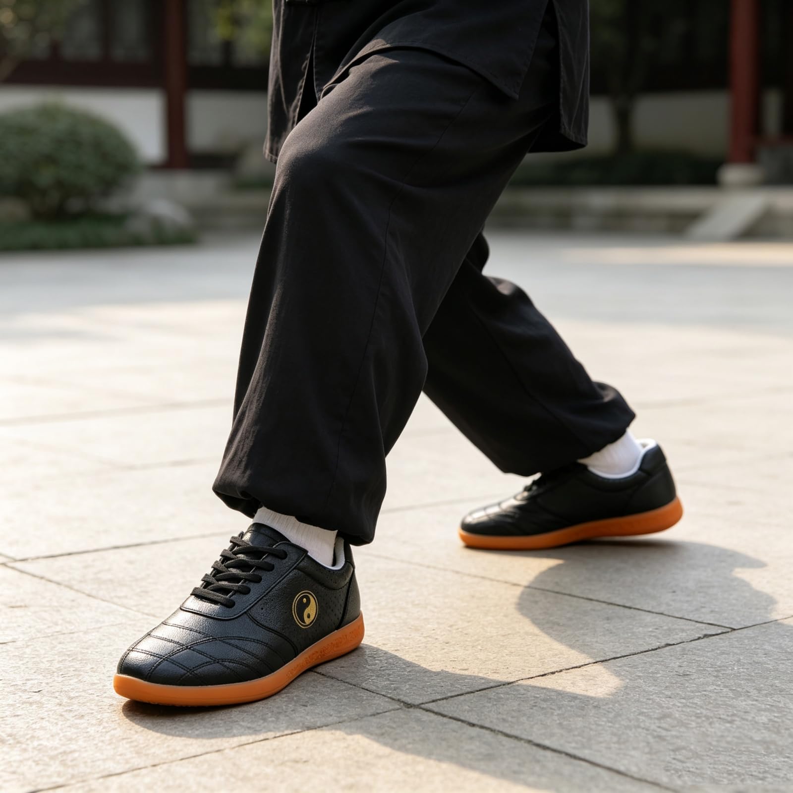 Męskie buty do tai chi buty do sztuk walki wygodne skórzane trampki
