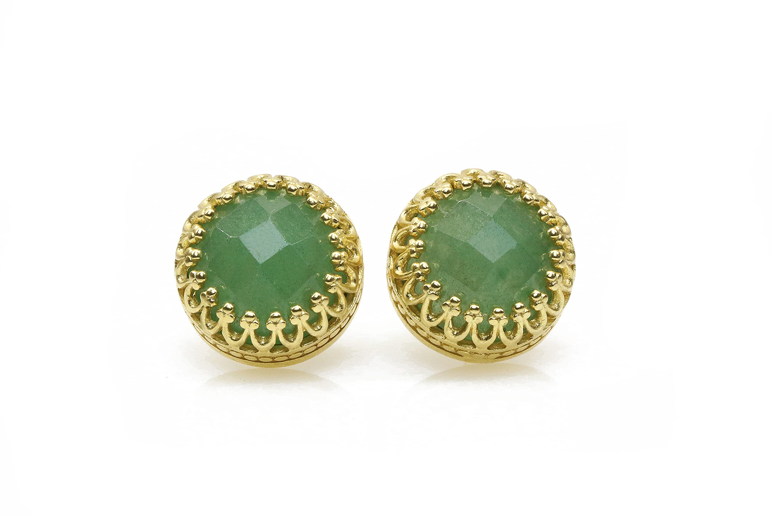 Anemone Oro e Gioielli 925 per Donne - Aventurina Verde Orecchini in Oro - Orecchini Verde per Eventi e per Tutti i Giorni - con Scatola Regalo