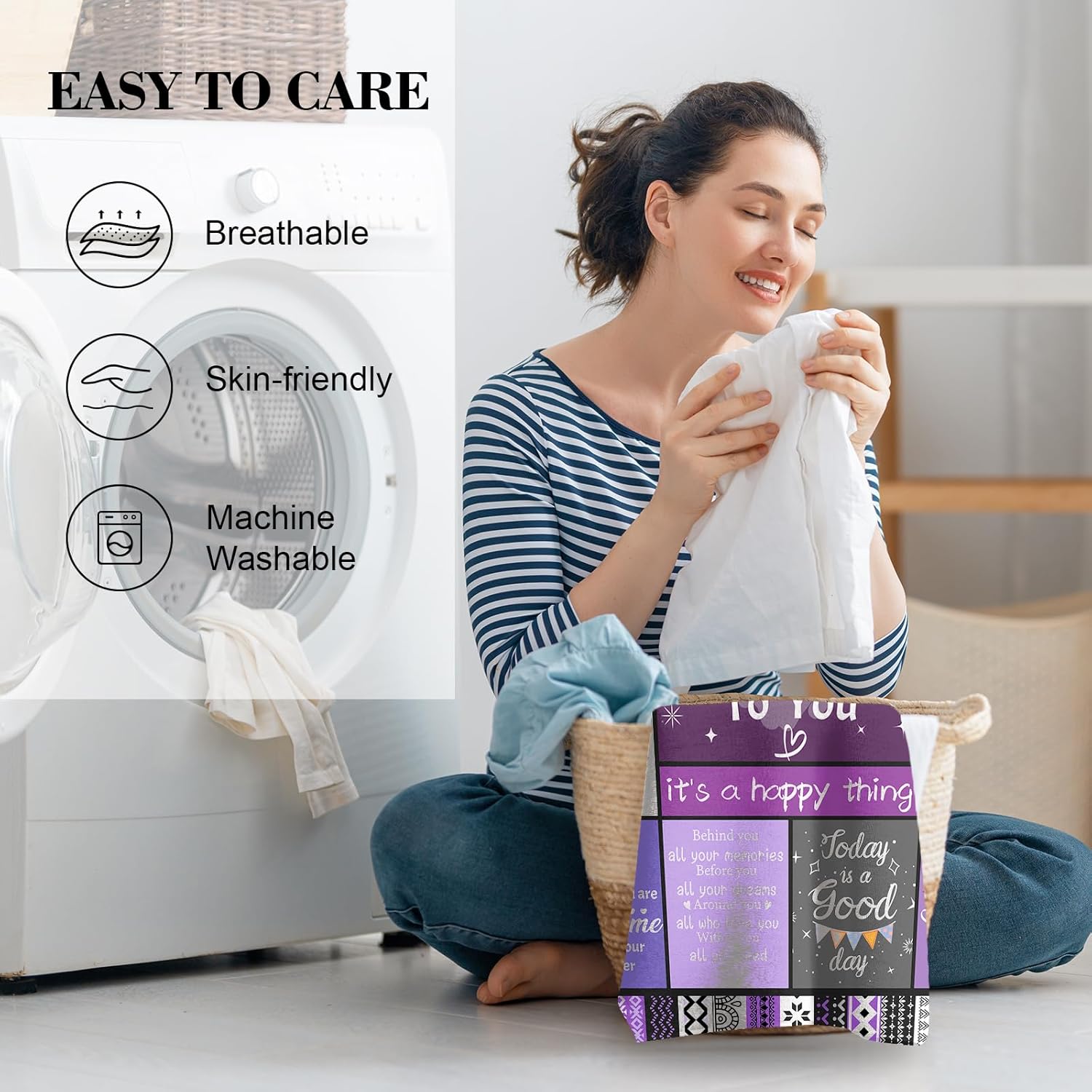 Happy Birthday Gifts for Women, Womens Birthday Gifts, Purple Gift for Women, Best Friend Bday Gift for Woman, Bday Gift for Sister Mom, Purple Flannel Blanket 60"X50" - Image 7