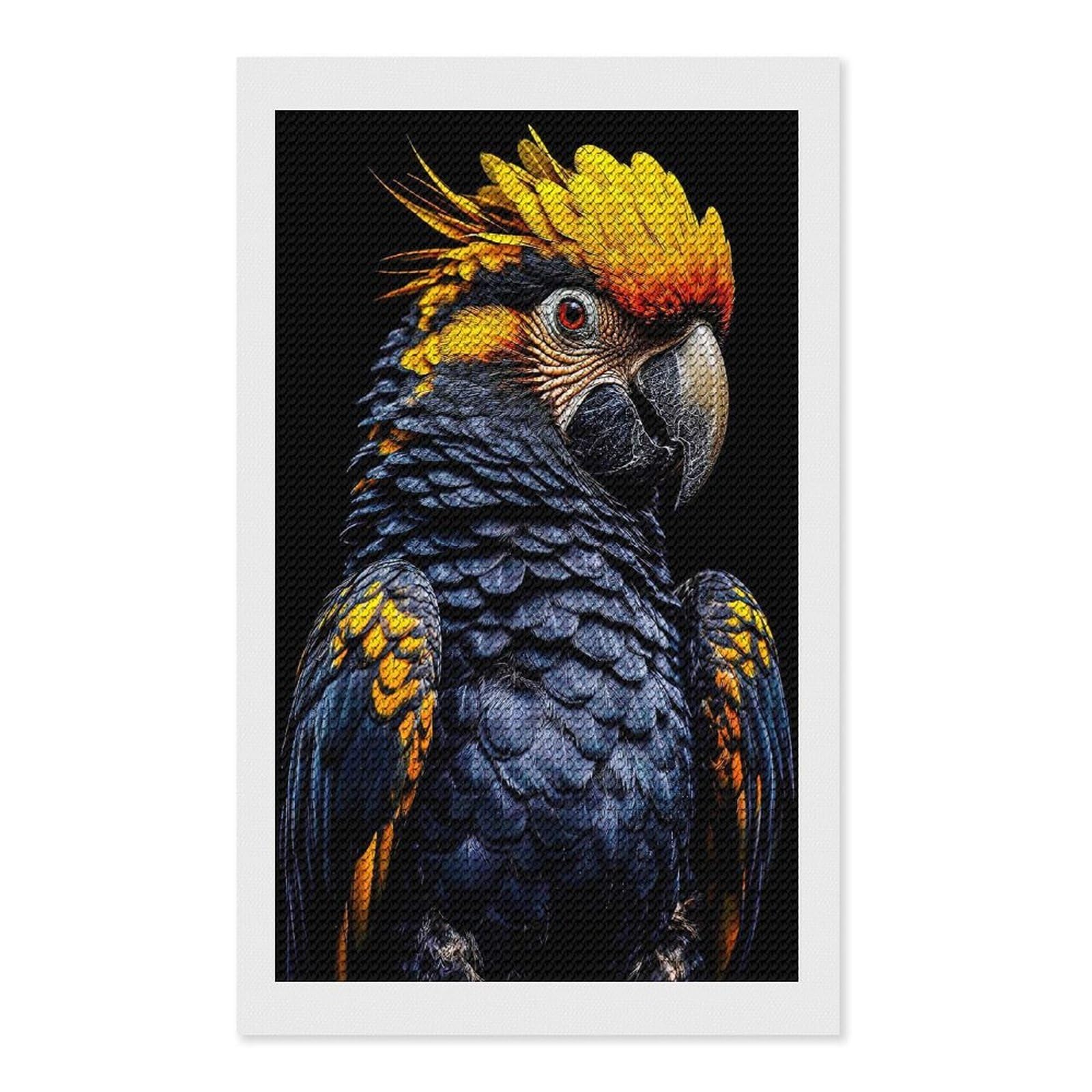 Junmoney Yellow-Crested Cockatoo Portrait Diamond Painting Canvas Set 12"x20", for Women, Mindful Craft Activity, Cosy Home Accent, Festive Craft Gift