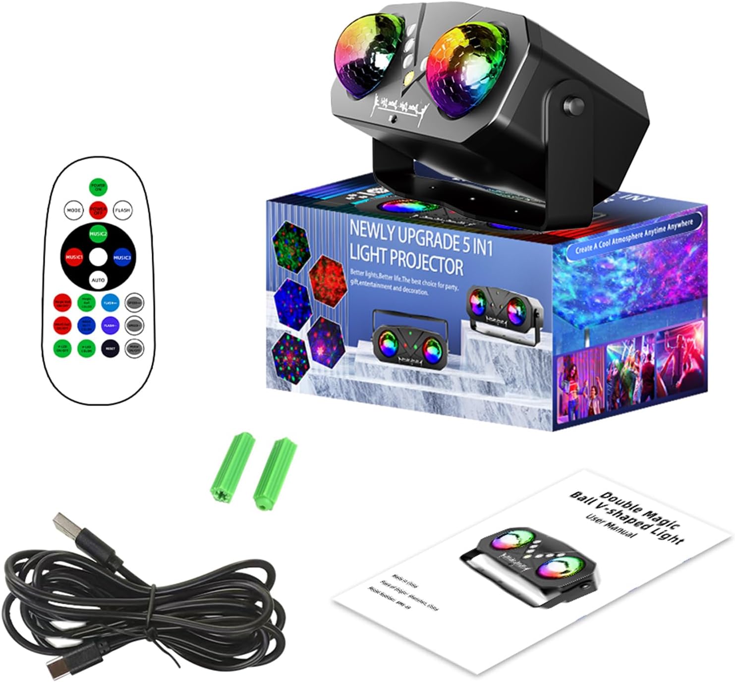 Party Disco Strobe Ocean Star Projector Dj Dance Light Sound Activated with Remote Control Stage Rave for Parties Bar Birthday Wedding KTV Christmas Halloween Dancing Décor.