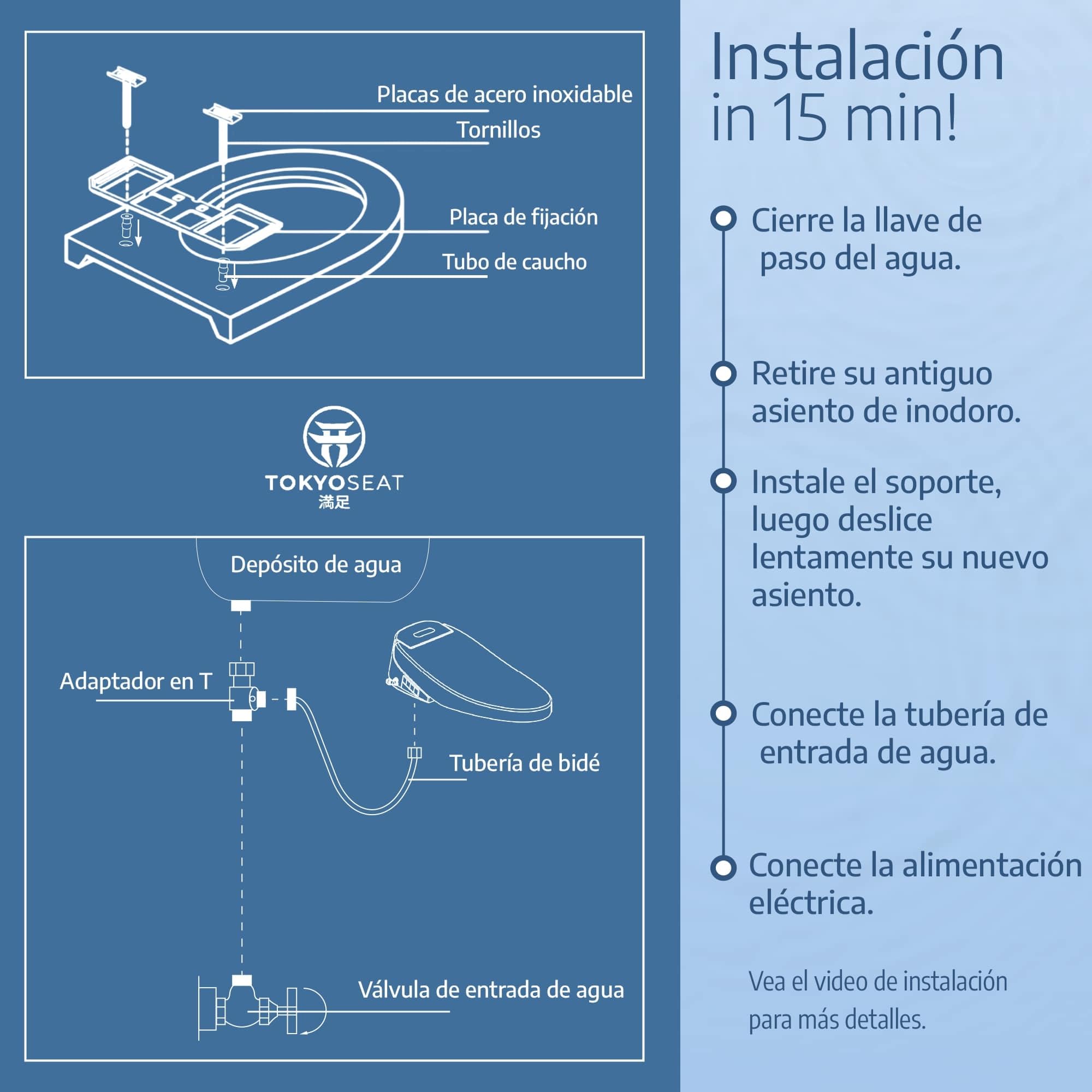 Marca Francesa : Asiento Inodoro Inteligente japones con chorro de agua caliente, Tapa WC Japonesa Calefactable, Baño japonés, Tapa de Vater japonés, Bidet electrico, Confort y Elegancia