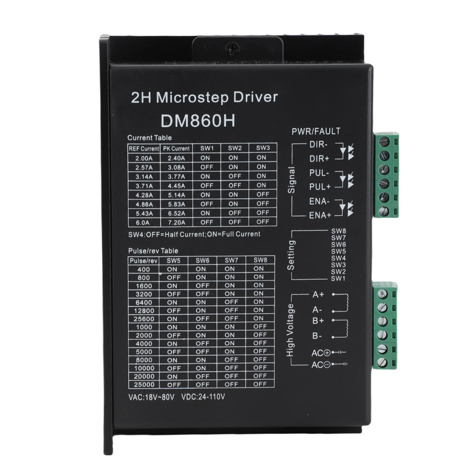 Fdit Azionamento del Motore Stepper Ad Alte Prestazioni Ingresso del Segnale Otticamente Isolato per NEMA23 NEMA34 DM860H, Controllo Motorio a 2 Fasi Stabile per L'automazione Industriale